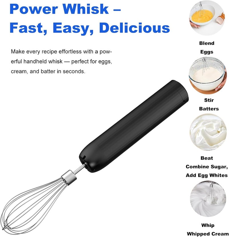 PowCube Electric Hand Mixer with MixgoII, Handheld Mixer Electric Whisk, Rechargeable Cordless Handheld Mixer & Milk Frother, Small Food Chopper for Dicing, Mincing, and Puree, 4-Speed, 10Oz - Image 4